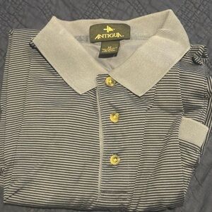 Antigua Baby Blue & Navy Blue Striped Polo Men’s Medium